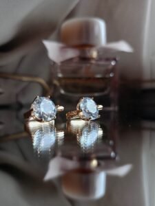 Kolczyki diamenty z kryształkami księżycowy blask - 1