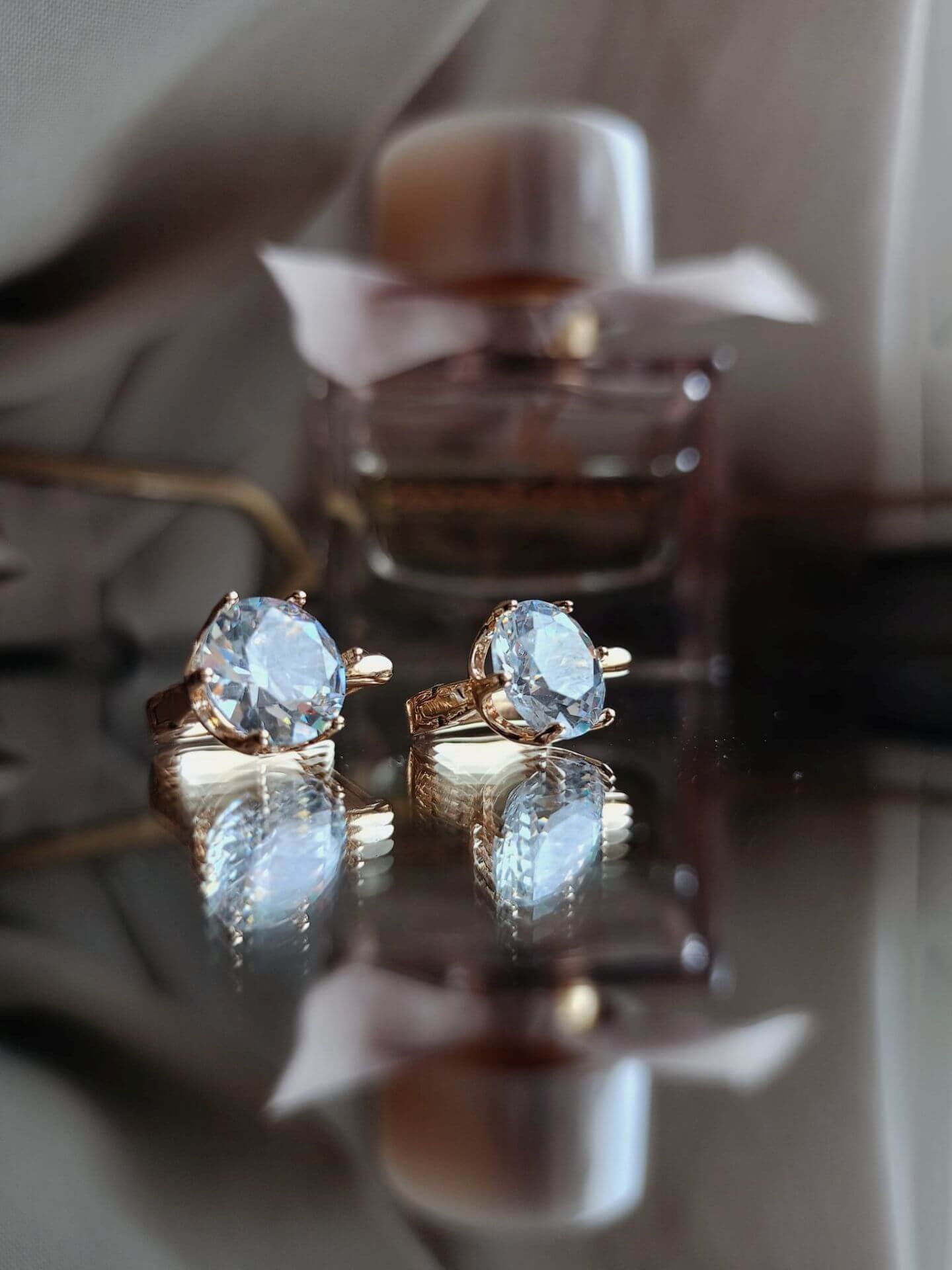 Kolczyki diamenty z kryształkami księżycowy blask - 1