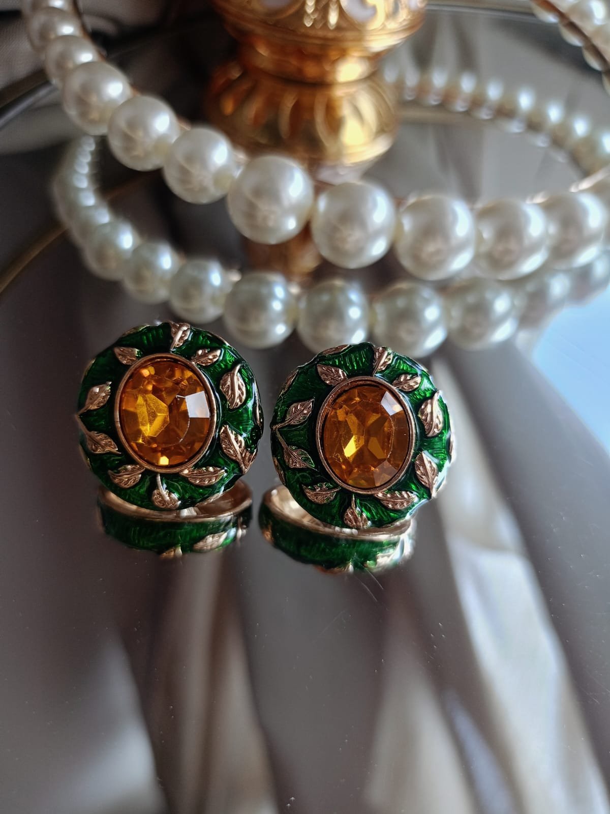 Kolczyki listki eleganckie – ponadczasowy dodatek do sukienki - zielony - 3