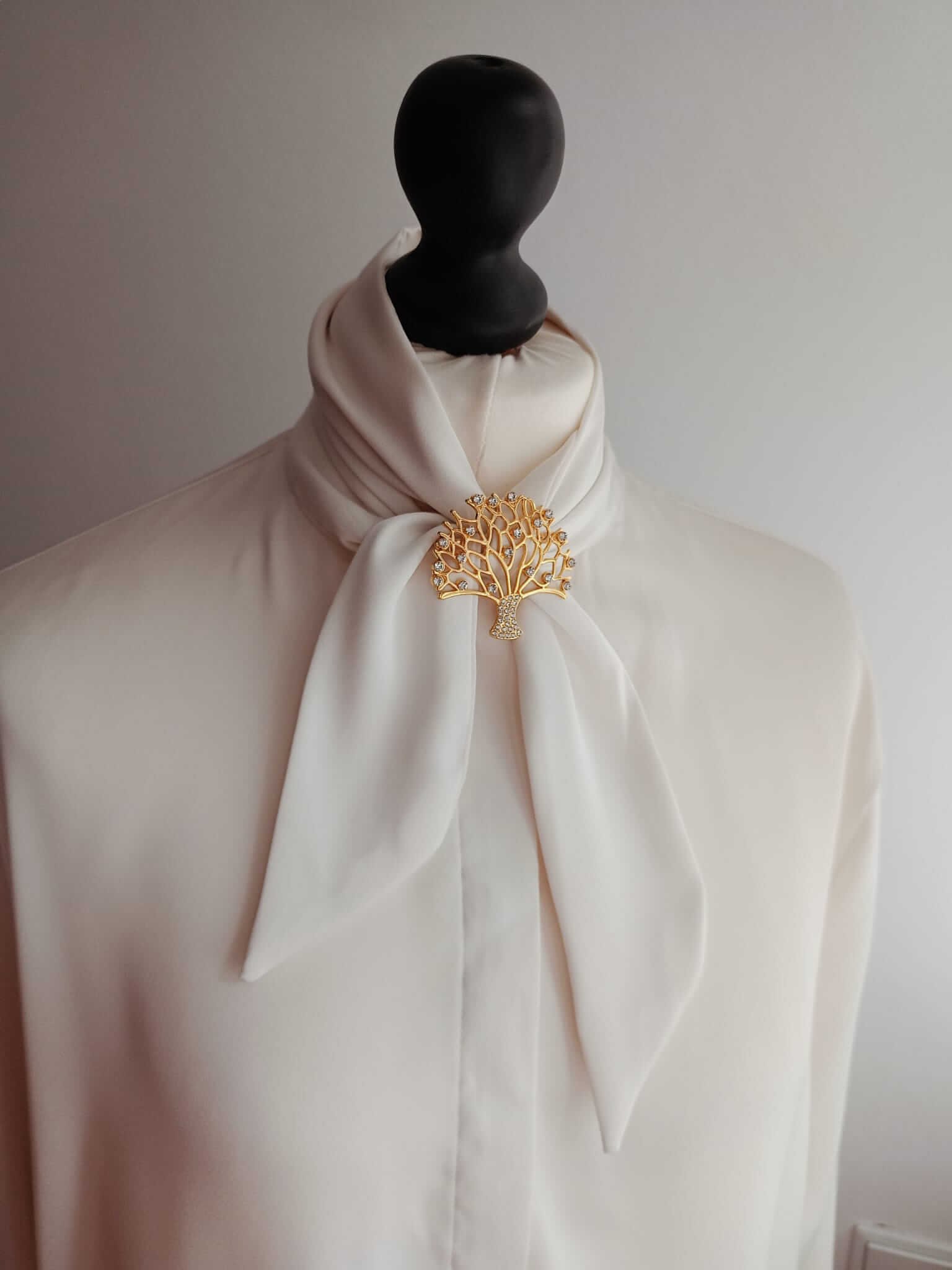 Broszka Drzewo z Cyrkoniami Modny Dodatek do Stylizacji - Biały - 2