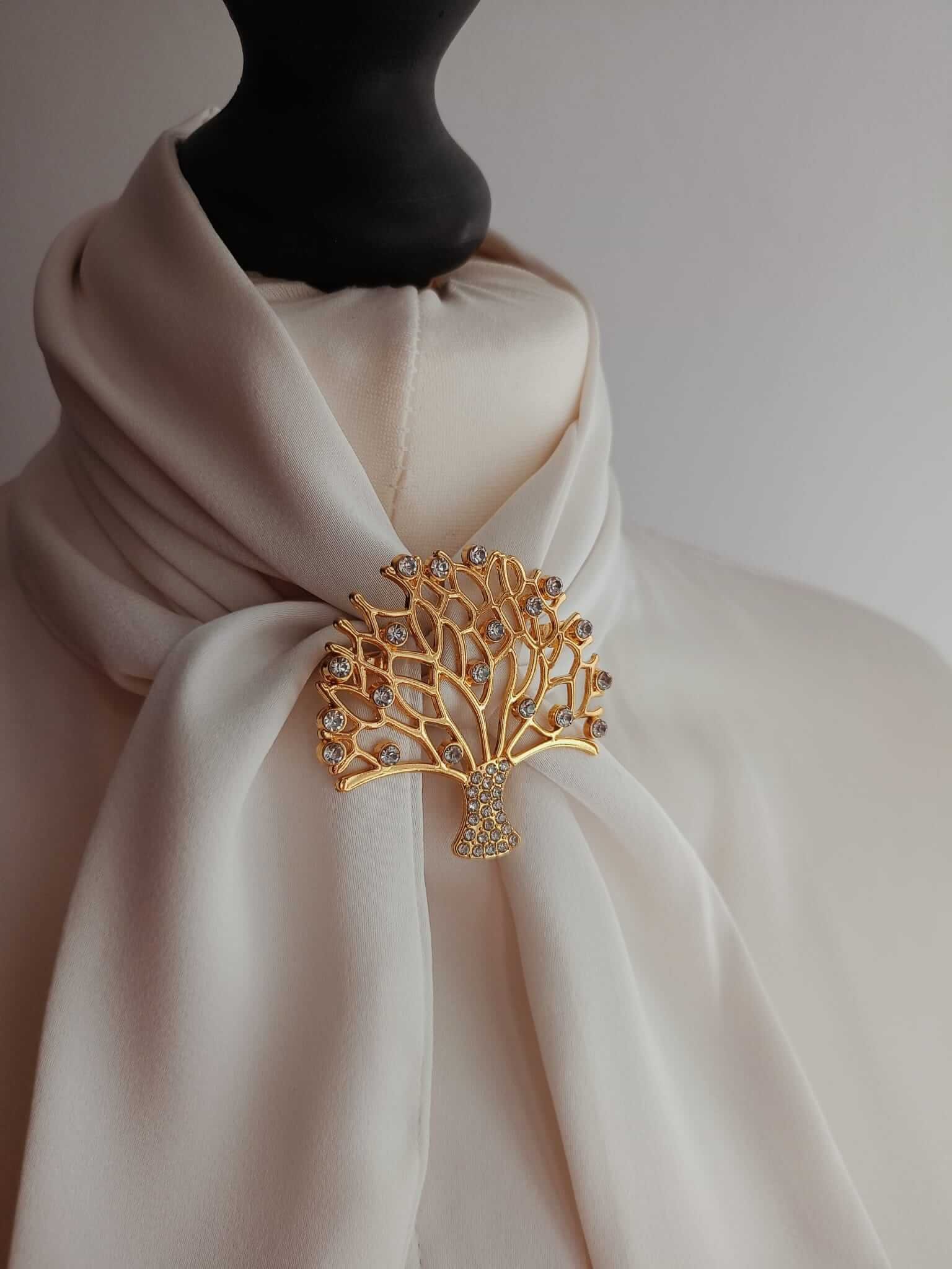 Broszka Drzewo z Cyrkoniami Modny Dodatek do Stylizacji - Biały - 4